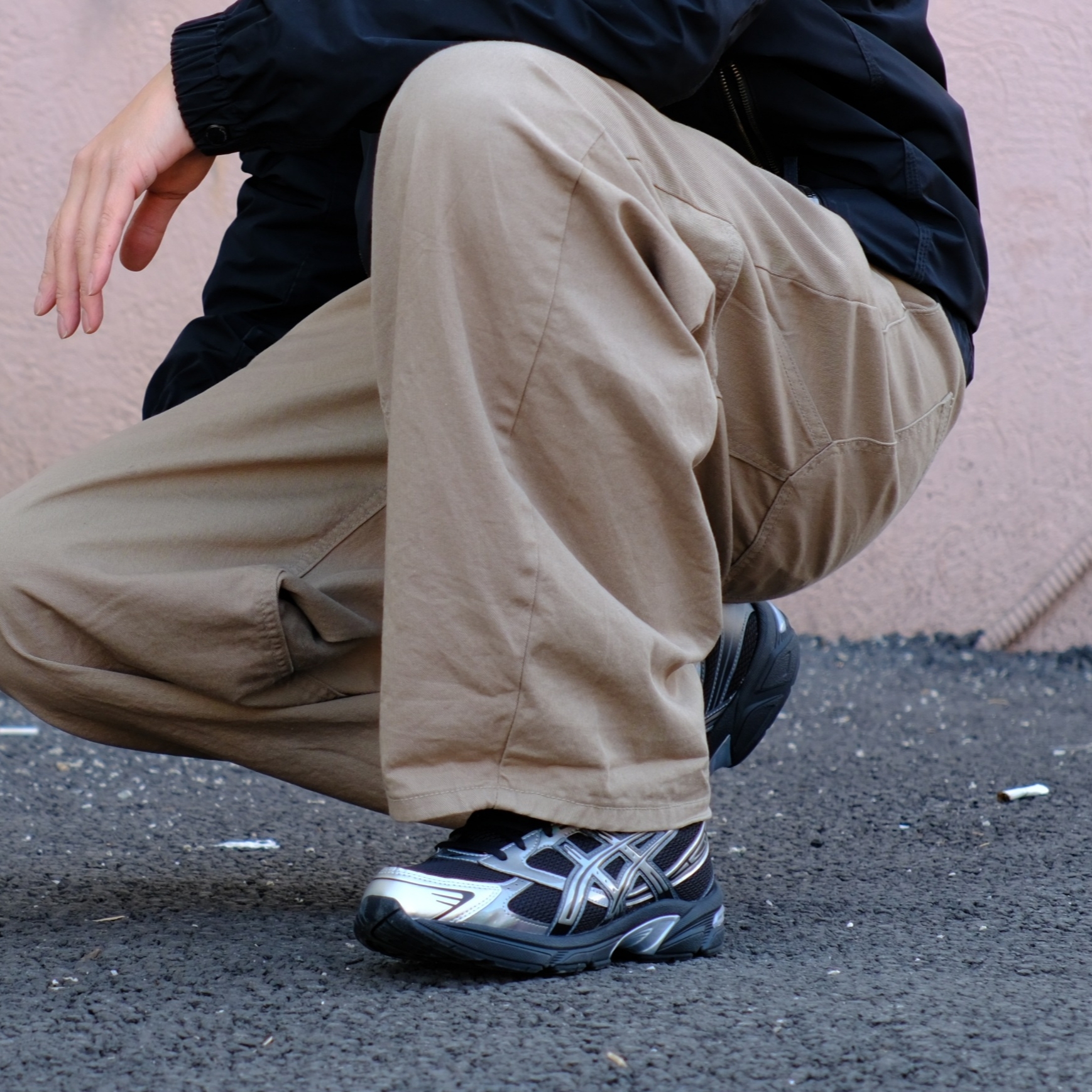 Asics Gel-1130 Black Pure Silver 착용 스타일 - 1