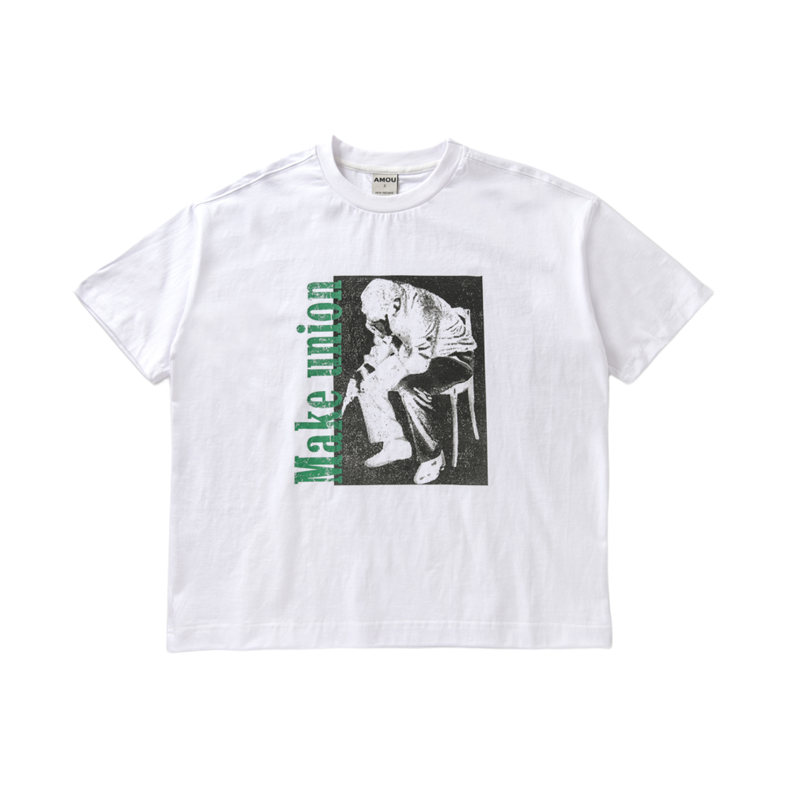 아모우 트러블 하프 티셔츠 화이트(AMOU Trouble Half T-Shirts White)