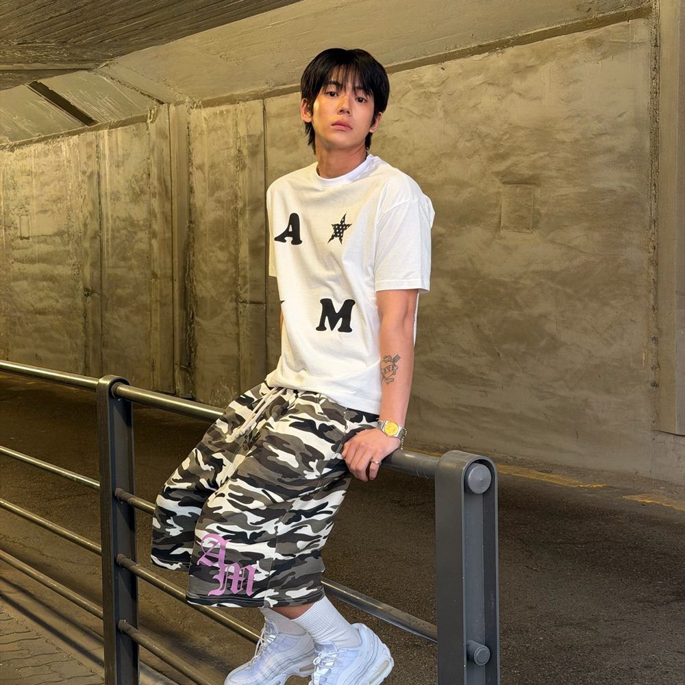 아모우 카모 원턱 버뮤다 팬츠 베이지(AMOU Camo One Tuck Bermuda Pants Beige) - 5