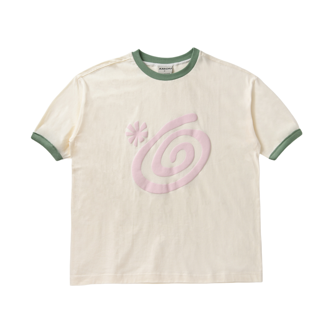 아모우 몰리 링거 티셔츠 아이보리(AMOU Molly Ringer T-Shirts Ivory)