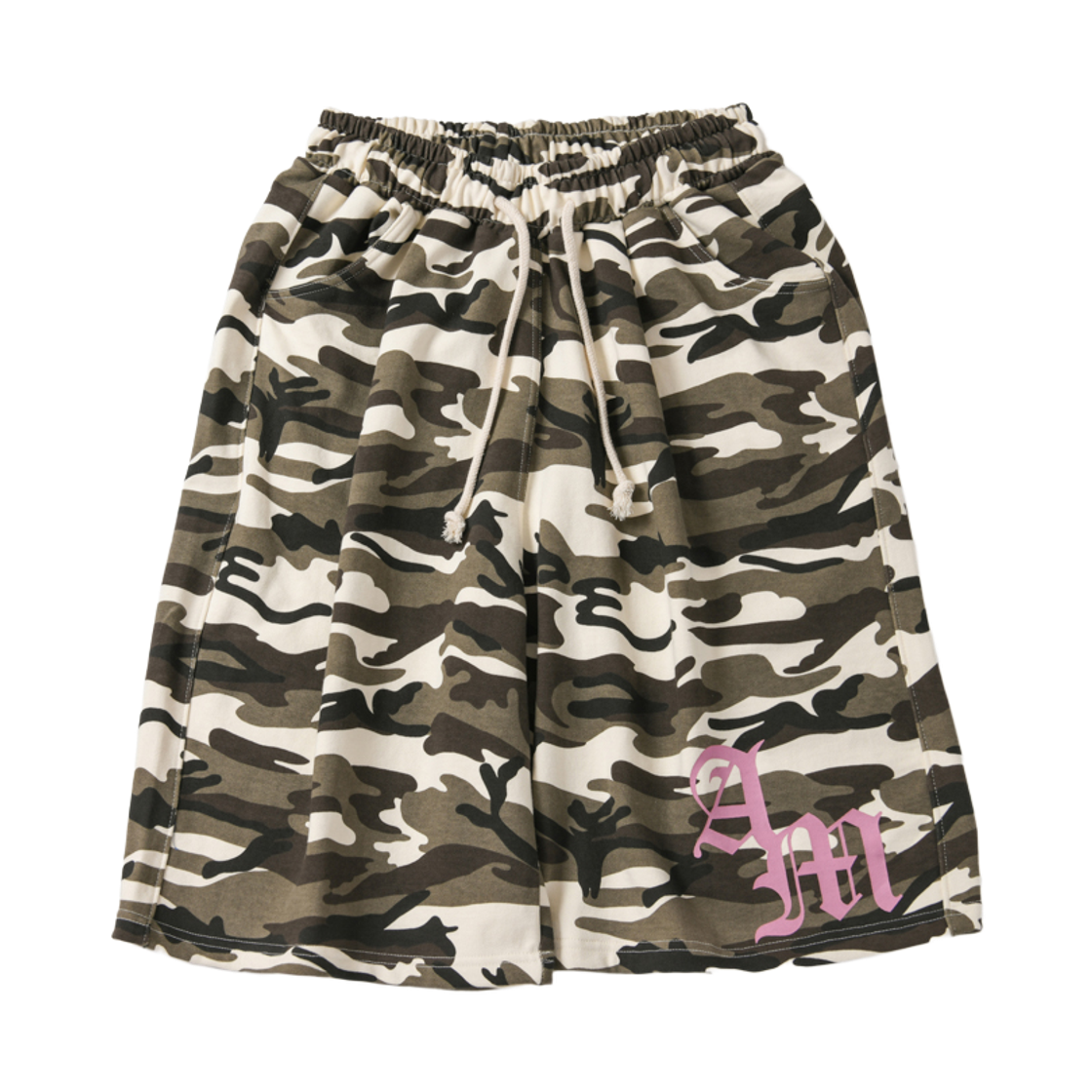 아모우 카모 원턱 버뮤다 팬츠 베이지(AMOU Camo One Tuck Bermuda Pants Beige)