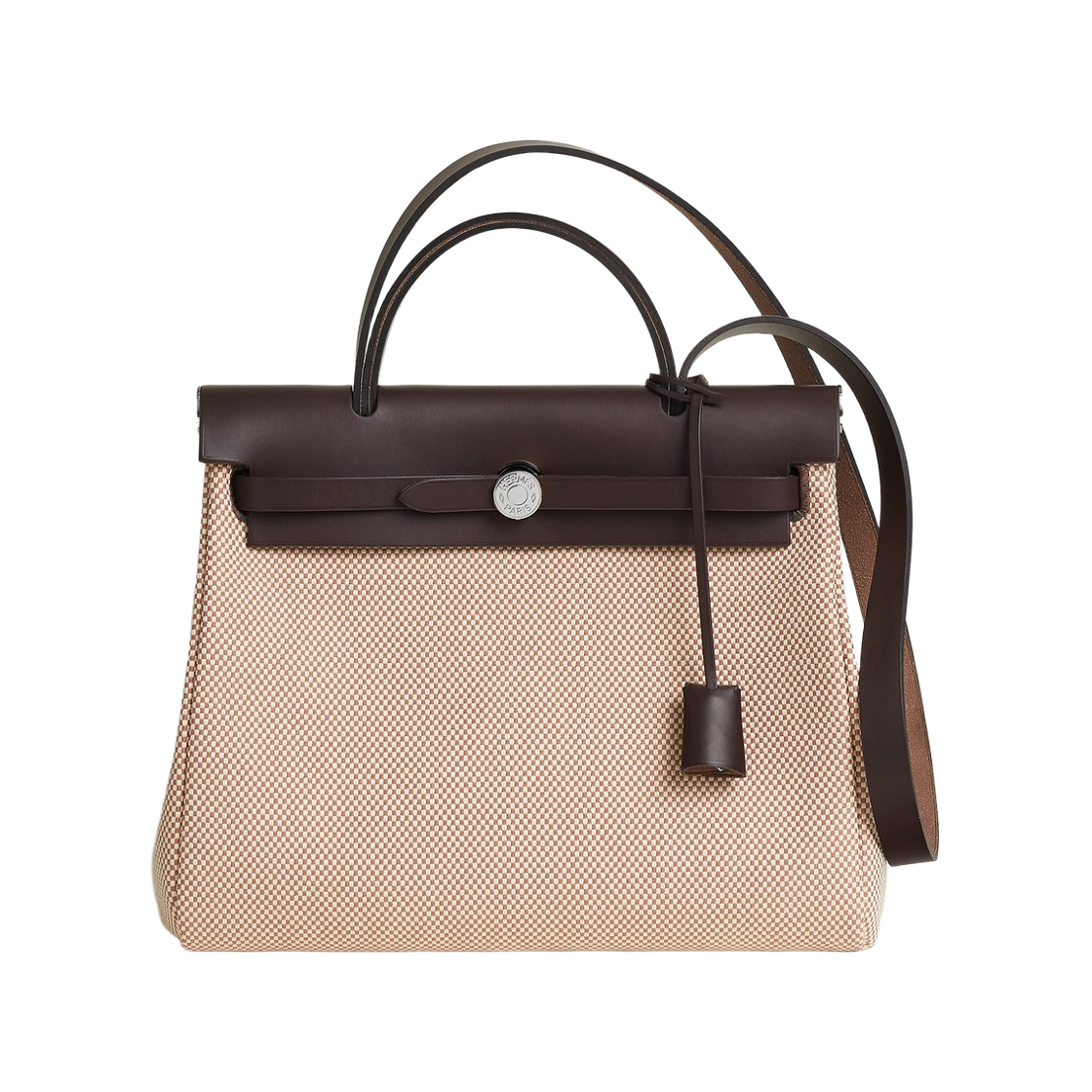H079092CKAG Hermes Herbag Zip 31 Bag Criss Viking Canvas Hunter Cowhide & Palladium Ecru Beige Ebene