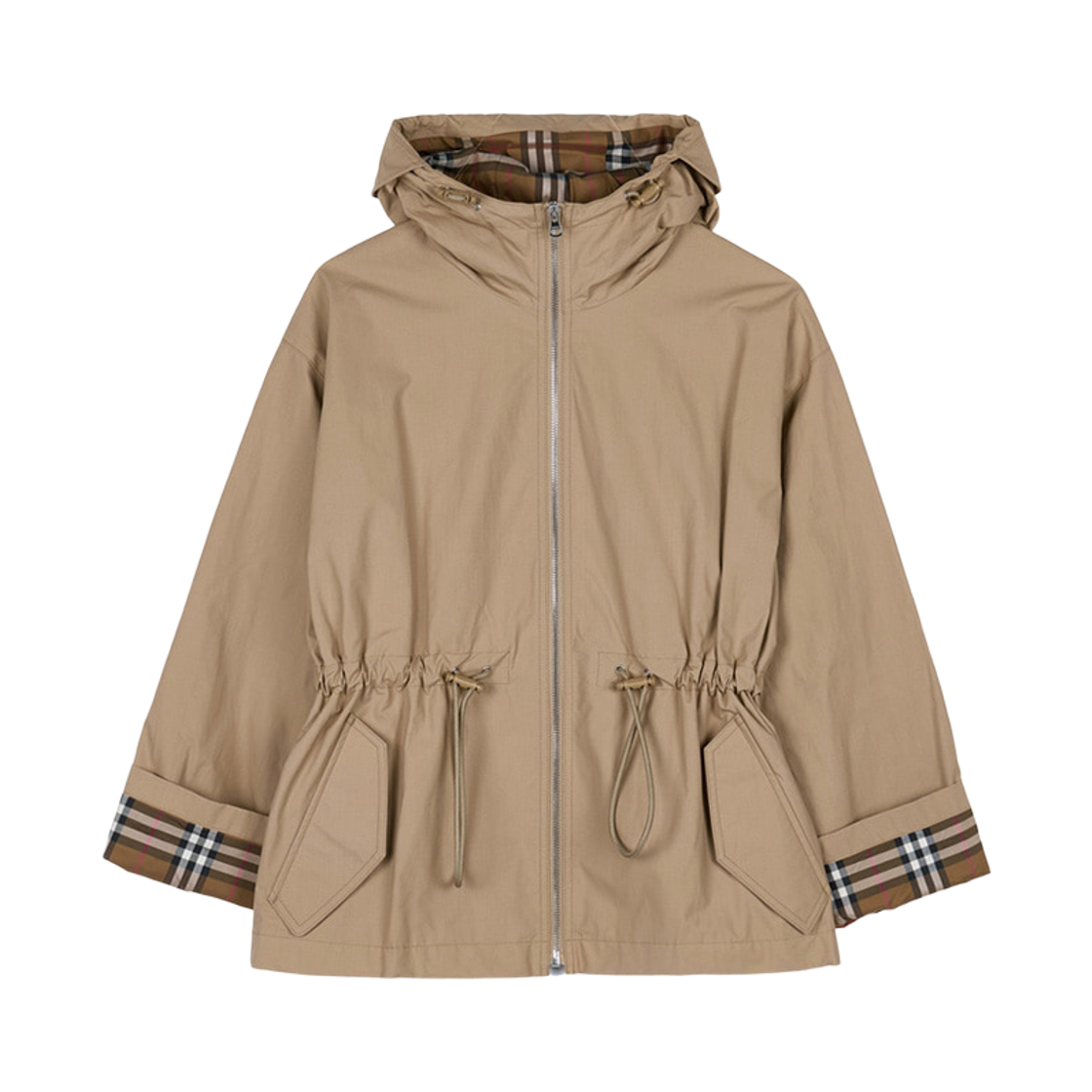 (W) 버버리 메들리 체크 드로우스트링 자켓 아카이브 베이지((W) Burberry Medley Check Drawstring Jacket Archive Beige) - 1