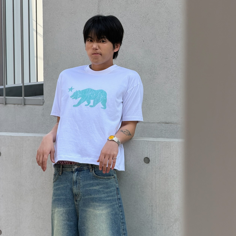 아모우 캘리 베어 하프 티셔츠 화이트(AMOU Cali Bear Half T-Shirts White) - 4