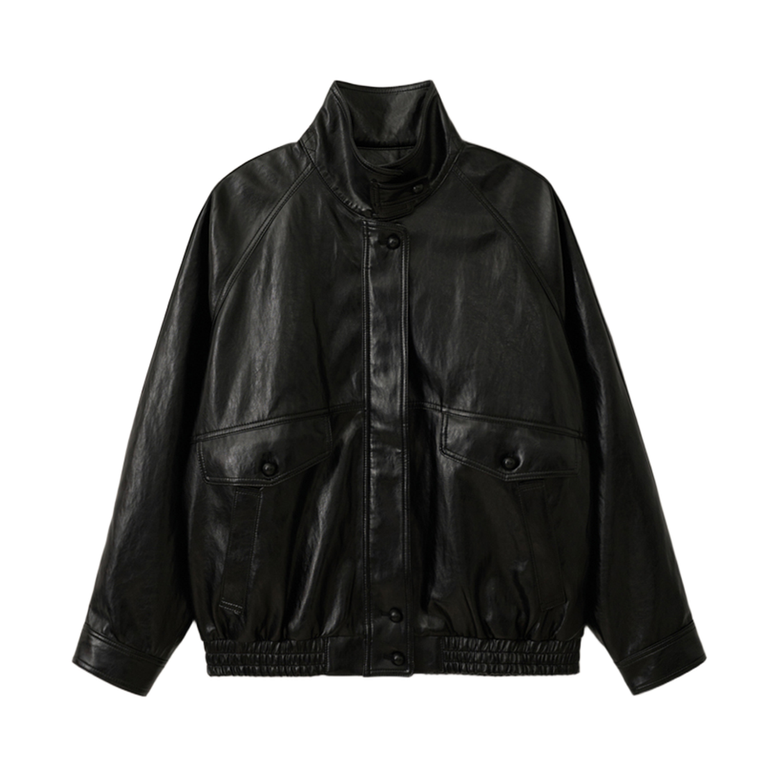 뮈르뮈르 미즈 PU 글로시 루즈핏 레더 자켓(Murmure Miz PU Glossy Loose-Fit Leather Jacket)