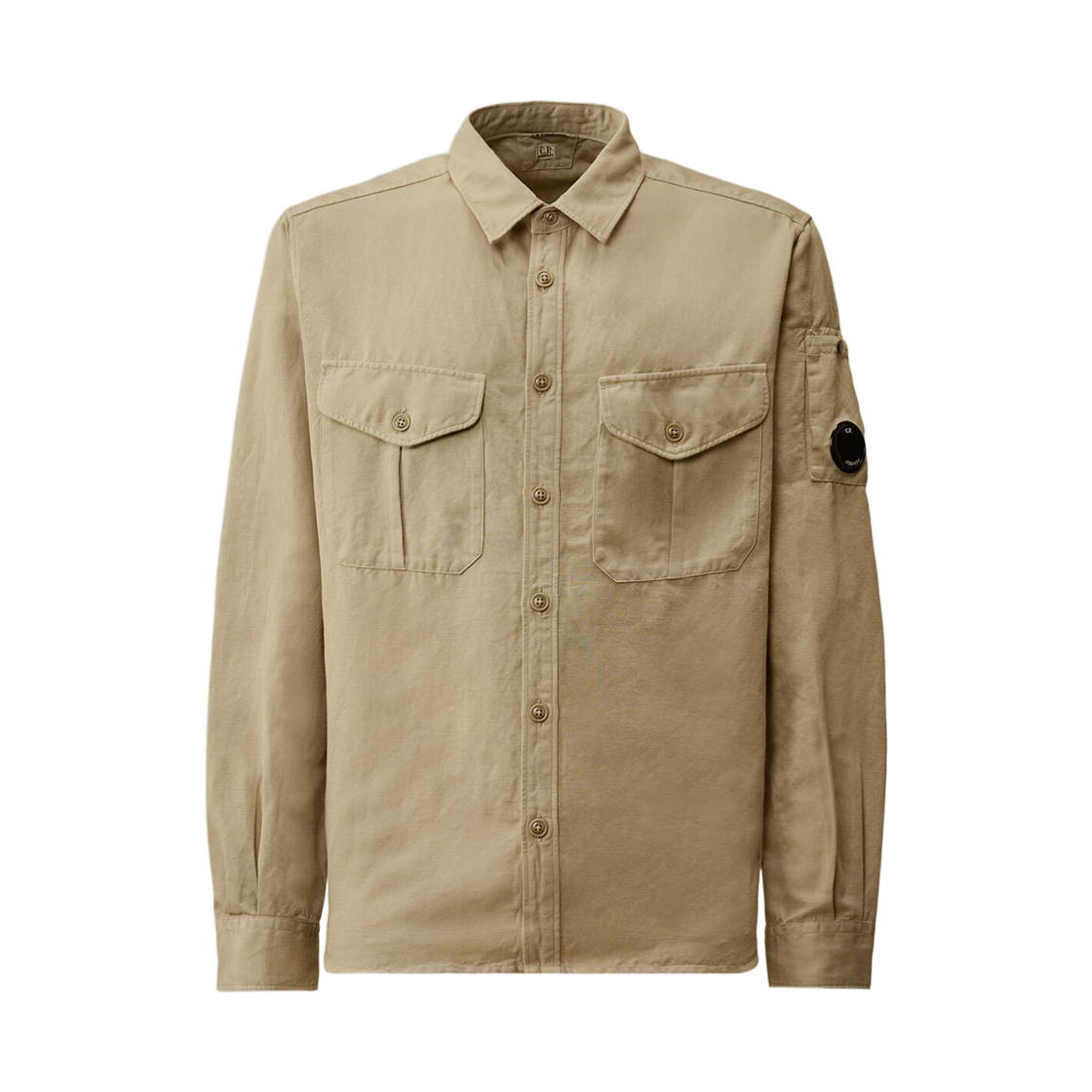 20CMSH082A110626G904 C.P. Company Cotton Linen Overshirt Dove Grey - 26SS