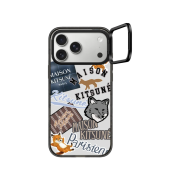Casetify x Maison Kitsune iPhone Fox Sticker Magsafe Compatible Impact Ring Stand Case Black