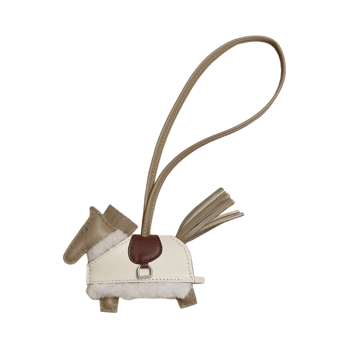 에르메스 로데오 로베오 플러시 PM 참 밀로 램스킨 & 팔라듐 하드웨어 베쥬 마르파 떼르 크레 에크류(Hermes Rodeo Robeo Plush PM Charm Milo Lambskin & Palladium Beige Marfa Terre Craie Ecru) - 1