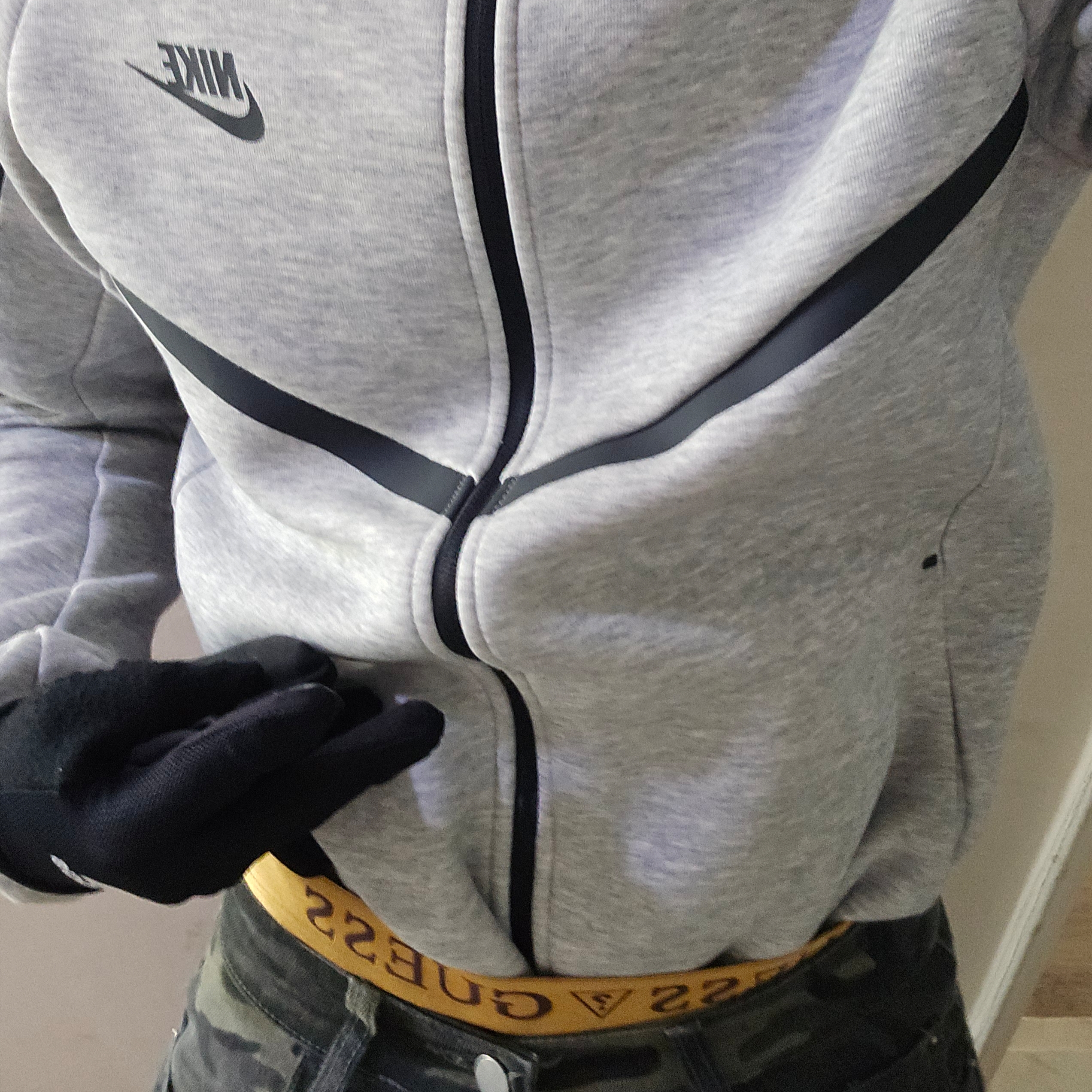 Nike Tech Fleece Full Zip Hoodie Dark Grey Heather - Asia 착용 스타일