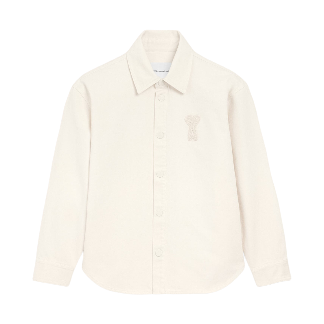 아미 톤온톤 로고 코튼 니트 오버셔츠 화이트 크림(AMI de Coeur Cotton Knit Overshirt White Cream)