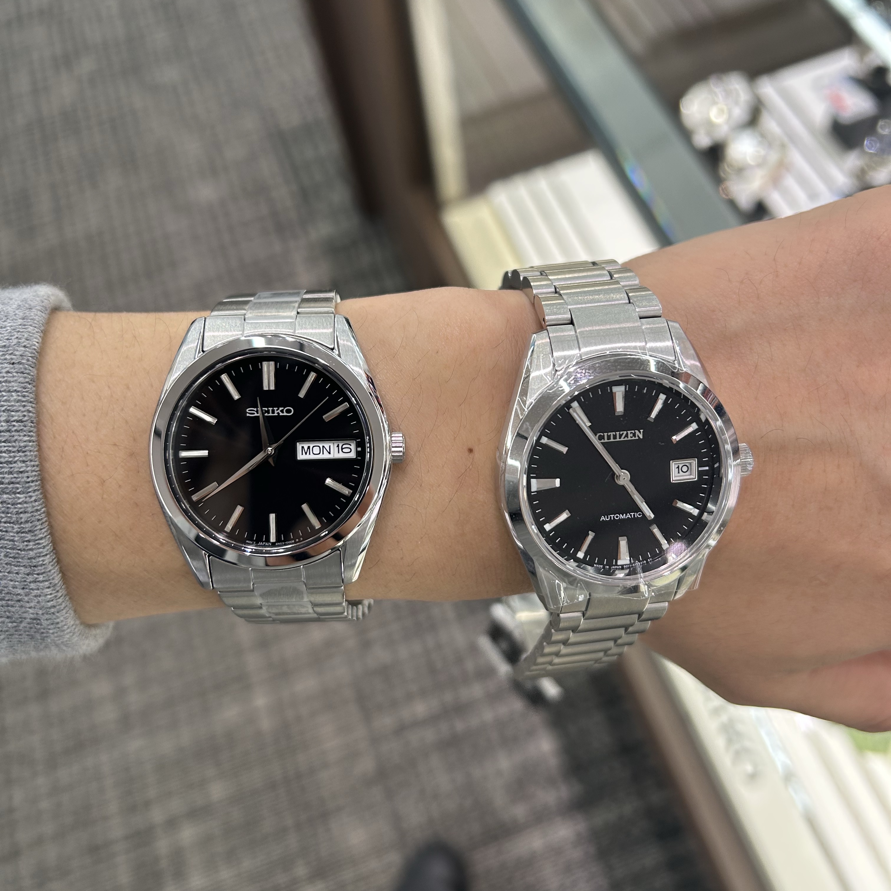 Citizen Automatic 38mm Stainless Steel Black Silver, Seiko SBTH011 Black 착용 스타일 - 1