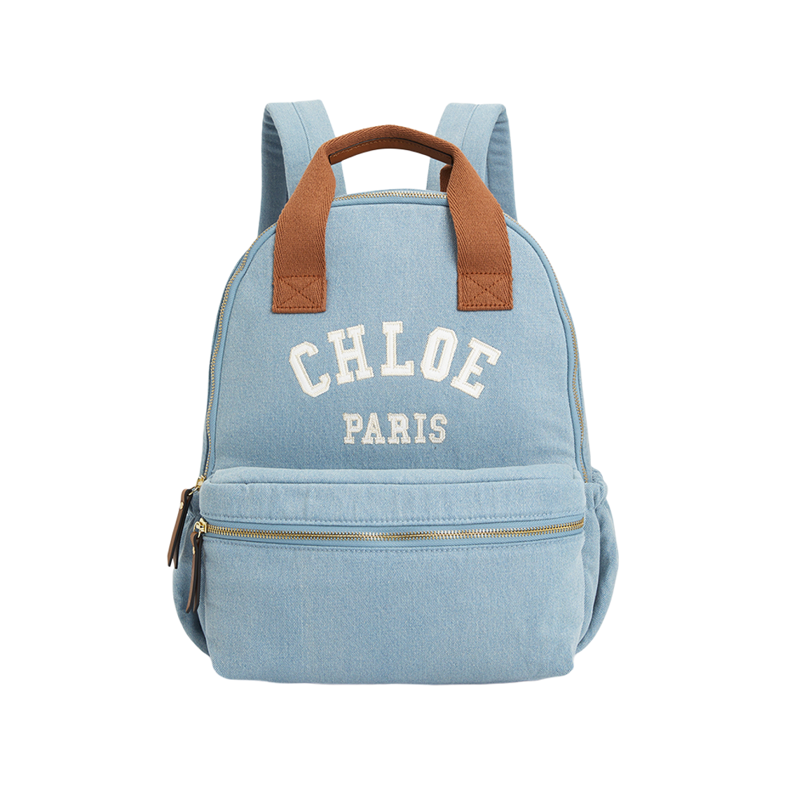 (키즈) 끌로에 로고 자수 백팩 데님 블루((Kids) Chloe Logo Embroidered Backpack Denim Blue) - 1