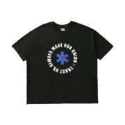 AMOU Lettering Circle Half T-Shirts Black
