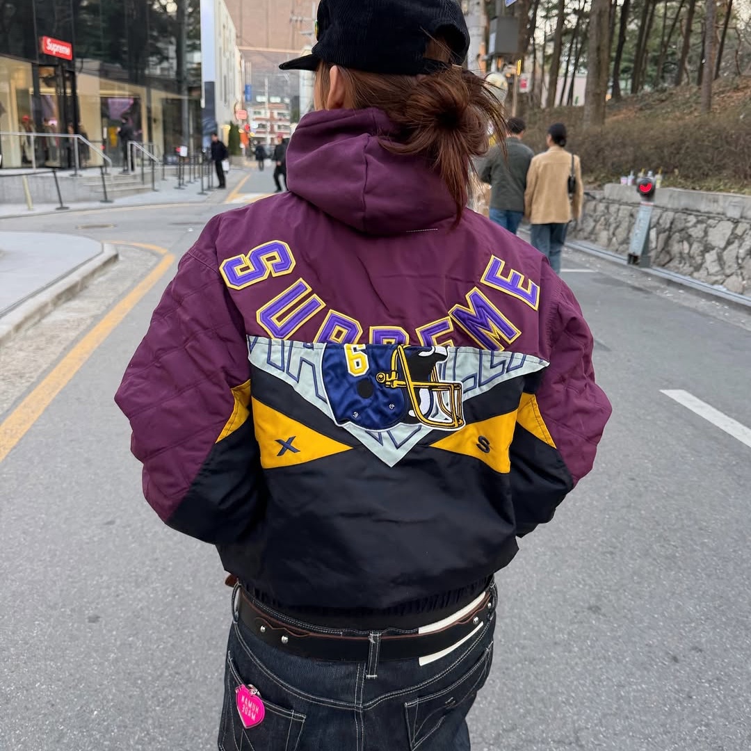 Supreme x MM6 Maison Margiela Split Stadium Jacket Navy - 26SS 착용 스타일 - 2