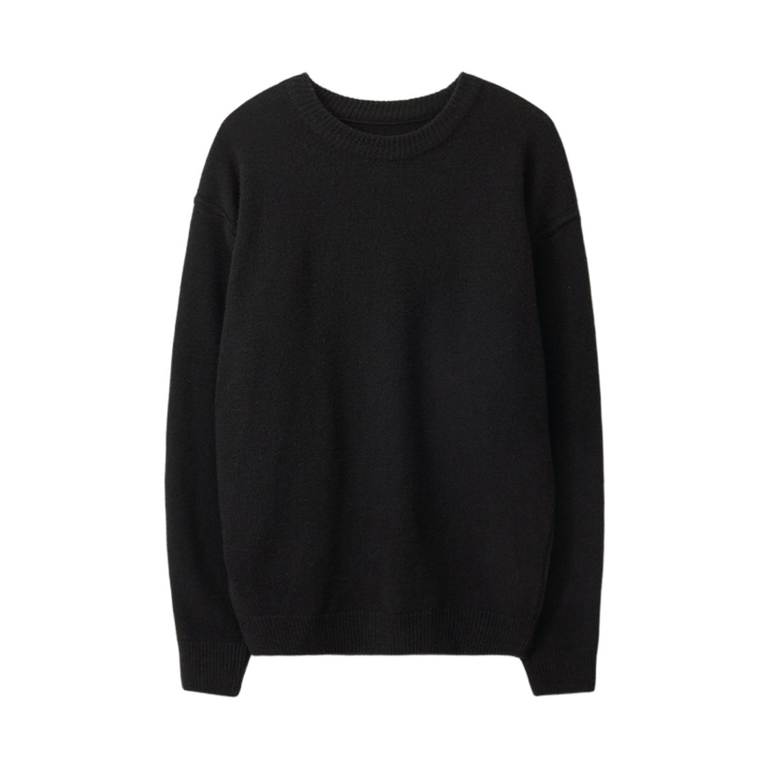 00078 Murmure Neri Fine Wool Shoulder-Lined Round Knit Black