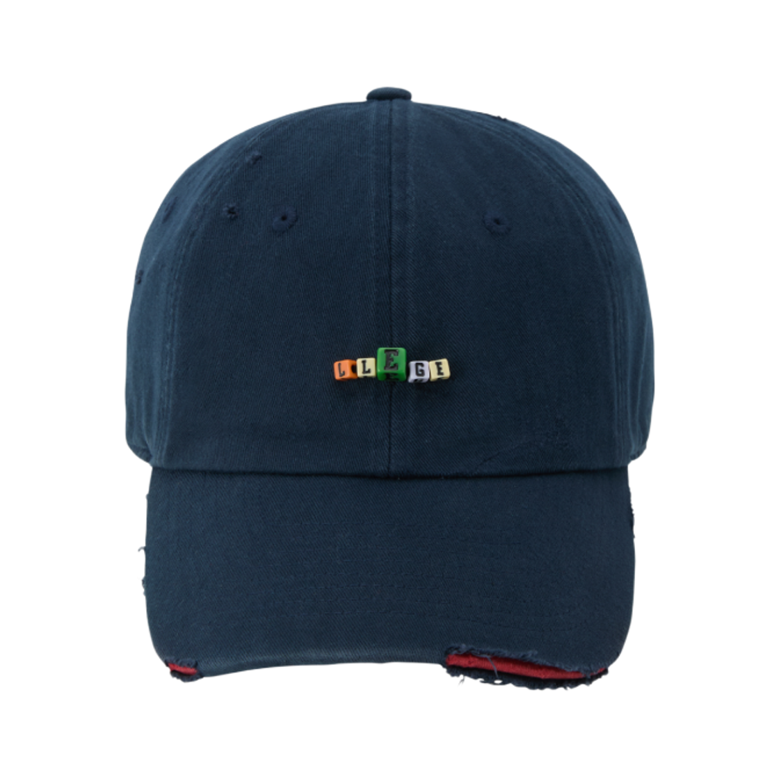 LL25WACP005NV LLEGE Cube Logo Destroyed Ball Cap Navy
