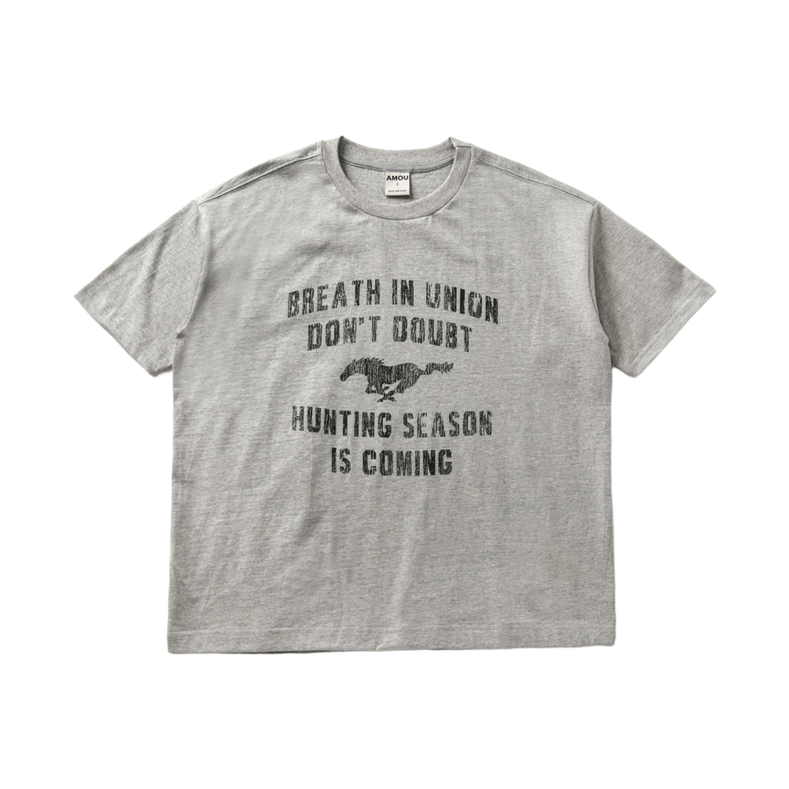 아모우 빈티지 홀스 하프 티셔츠 그레이(AMOU Vintage Horse Half T-Shirts Gray)