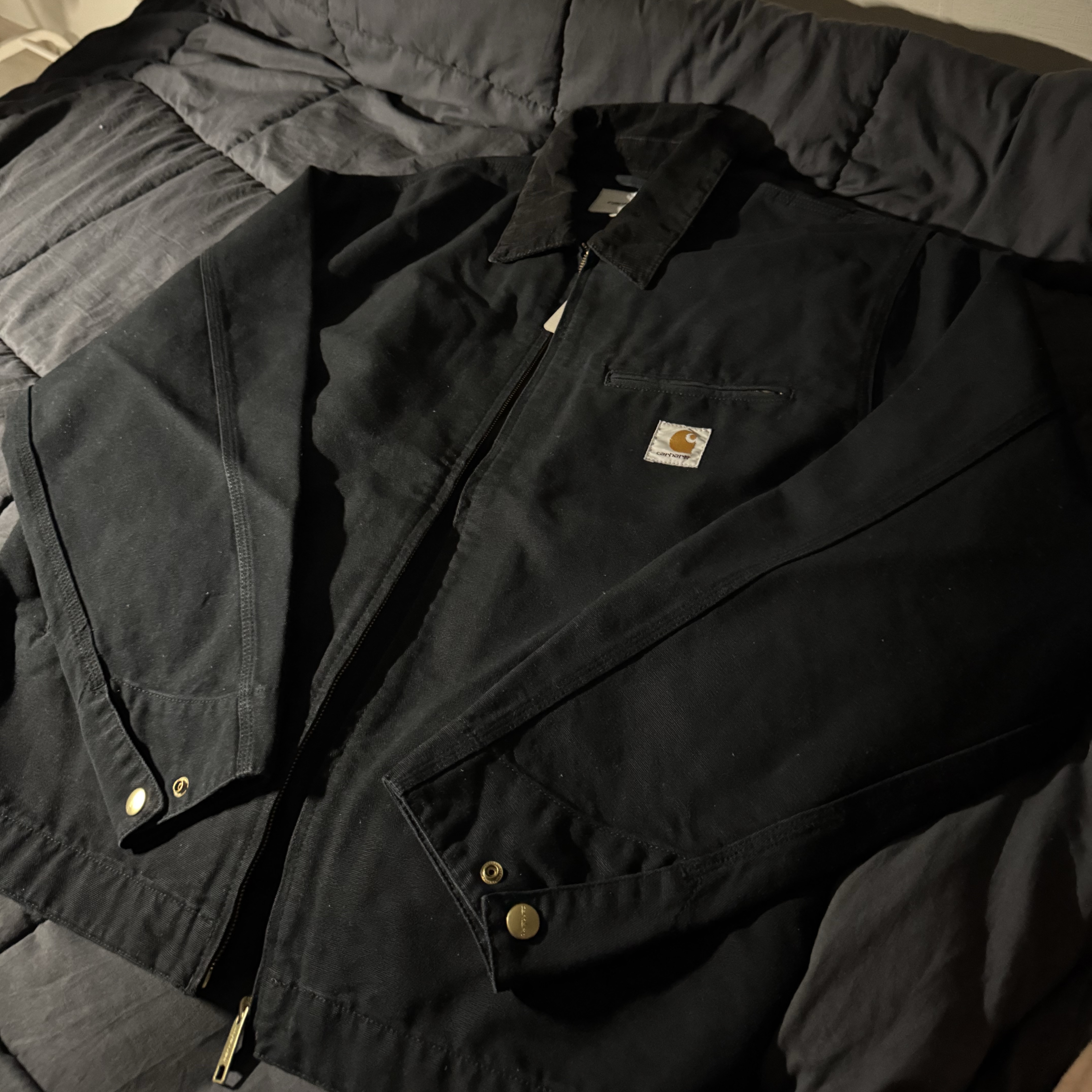 Carhartt WIP OG Detroit Jacket Black Aged Canvas 착용 스타일
