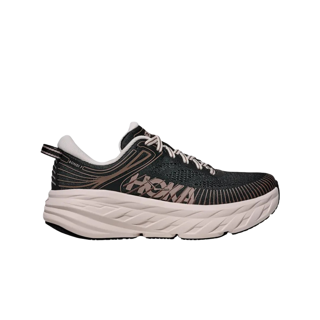 1110519-BCKRS (W) Hoka Bondi 7 Black Rose Cream