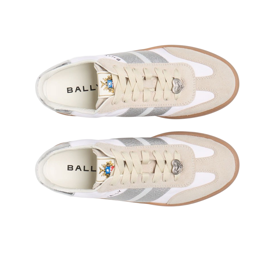 (W) 발리 패브릭 레더 레트로 크레스트 스니커즈 화이트((W) Bally Retro Crest Sneaker in Fabric and Leather White) - 2