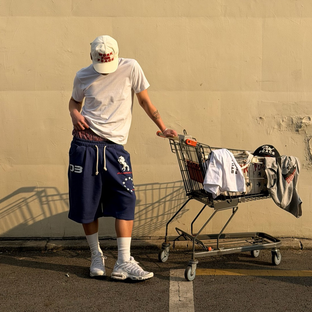 아모우 홀스 원턱 버뮤다 팬츠 블루(AMOU Horse One Tuck Bermuda Pants Blue) - 5