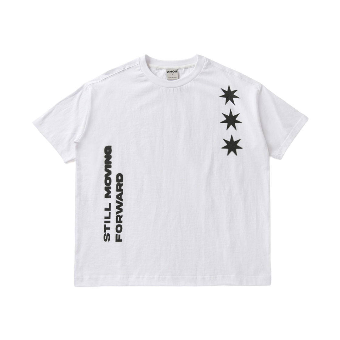 아모우 모션 하프 티셔츠 화이트(AMOU Motion Half T-Shirts White)