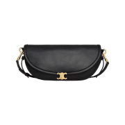 Celine Little Halfmoon Soft Triomphe in Supple Shiny Lambskin Black
