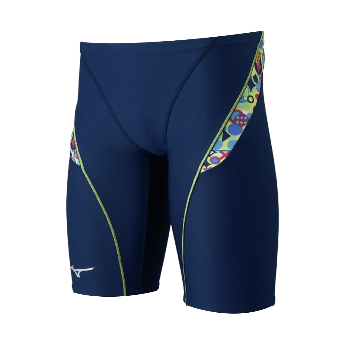 미즈노 경영 연습용 하프 스패츠 네이비 라임(Mizuno Competitive Swimming Practice Half Spats Navy Lime) - 1