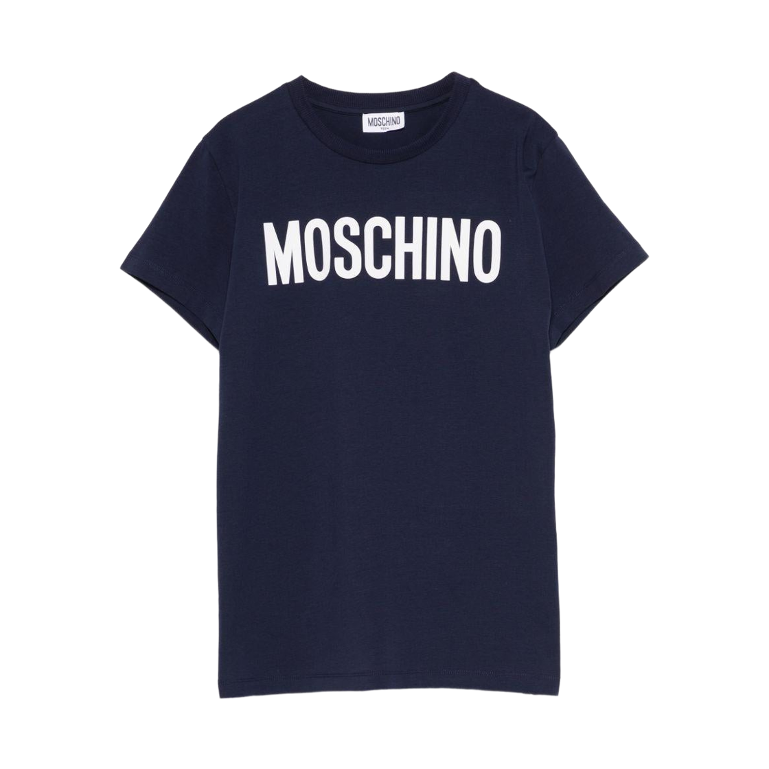 (키즈) 모스키노 로고 프린트 티셔츠 네이비((Kids) Moschino Logo Print T-Shirt Navy)