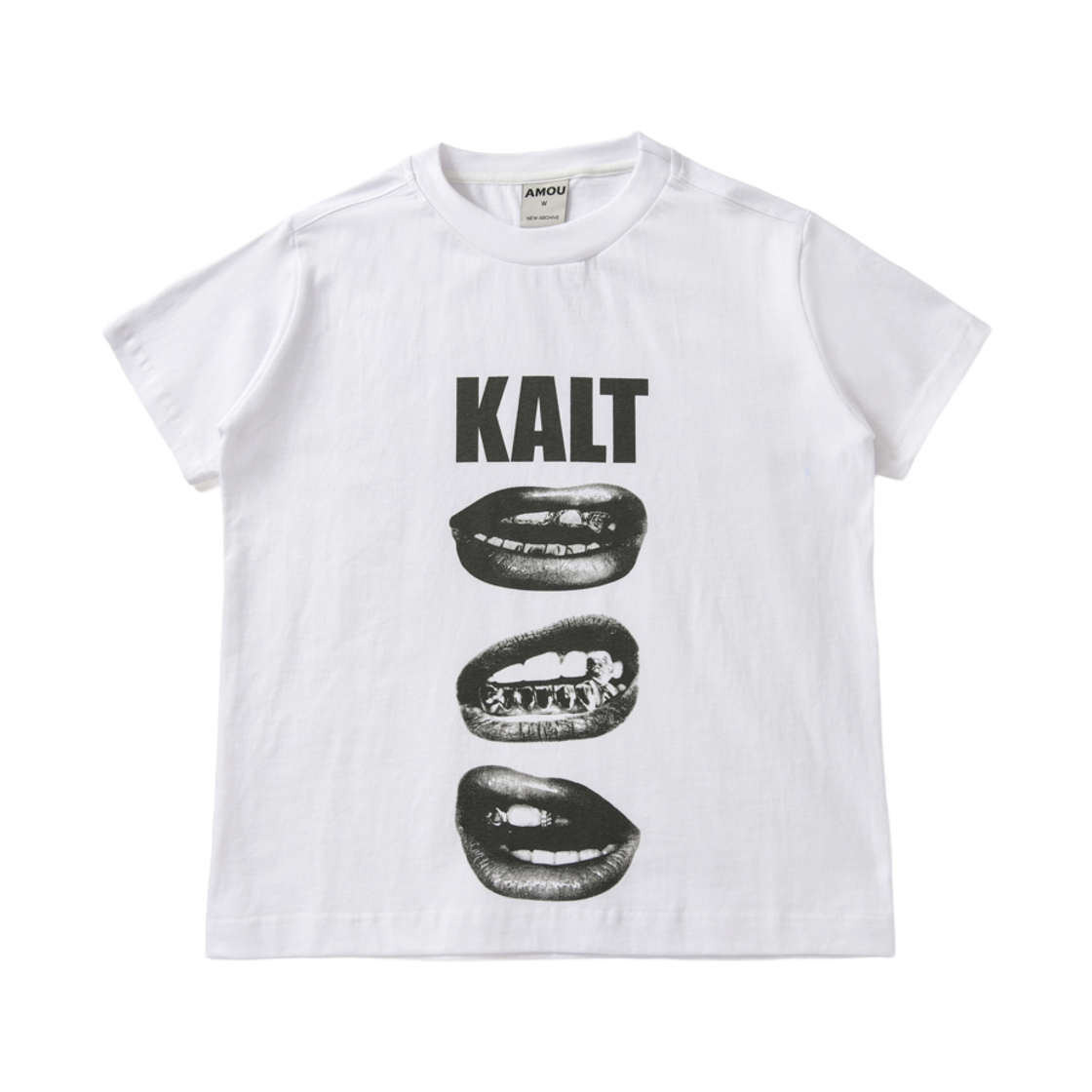 아모우 칼트 립스 하프 티셔츠 화이트(AMOU Kalt Lips Half T-Shirts White)