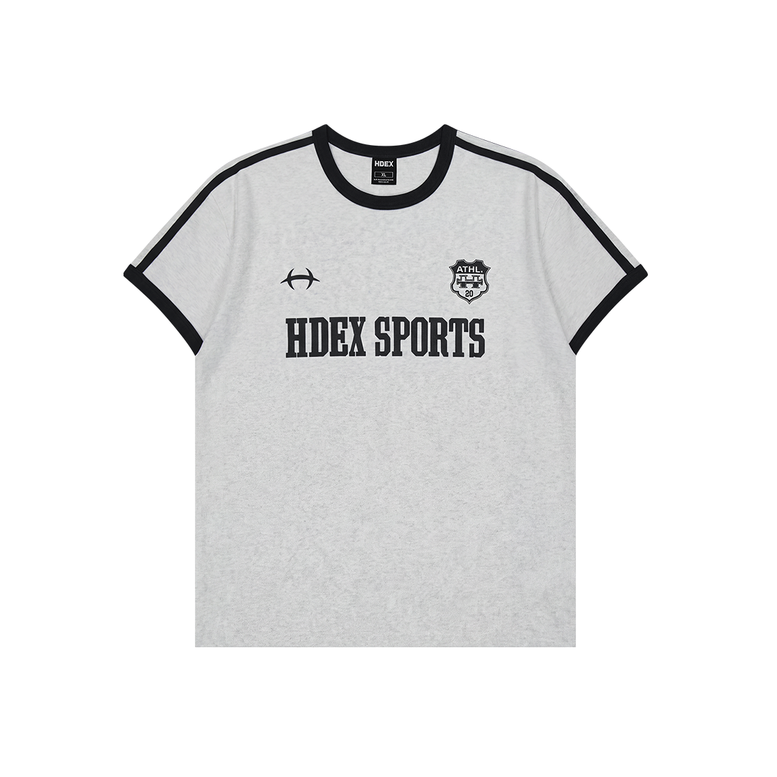 에이치덱스 스포티 링거 머슬핏 숏 슬리브 멜란지 화이트(HDEX Sporty Ringer Muscle Fit Short Sleeve Melange White)