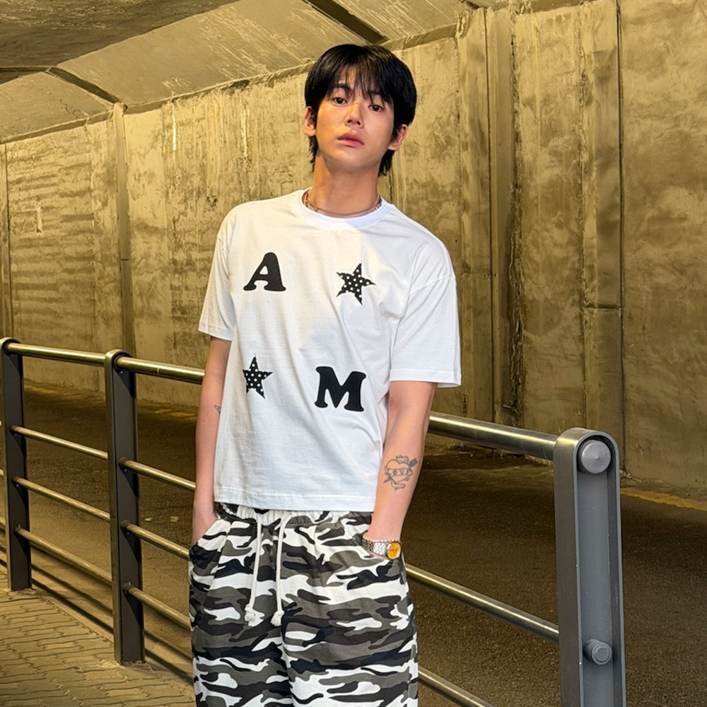아모우 에이엠 스타 하프 티셔츠 화이트(AMOU AM Star Half T-Shirts White) - 4