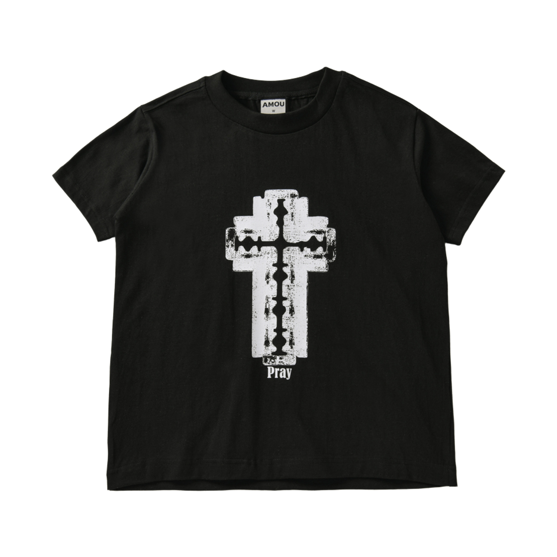 아모우 레이저 크로스 하프 티셔츠 블랙(AMOU Razor Cross Half T-Shirts Black)