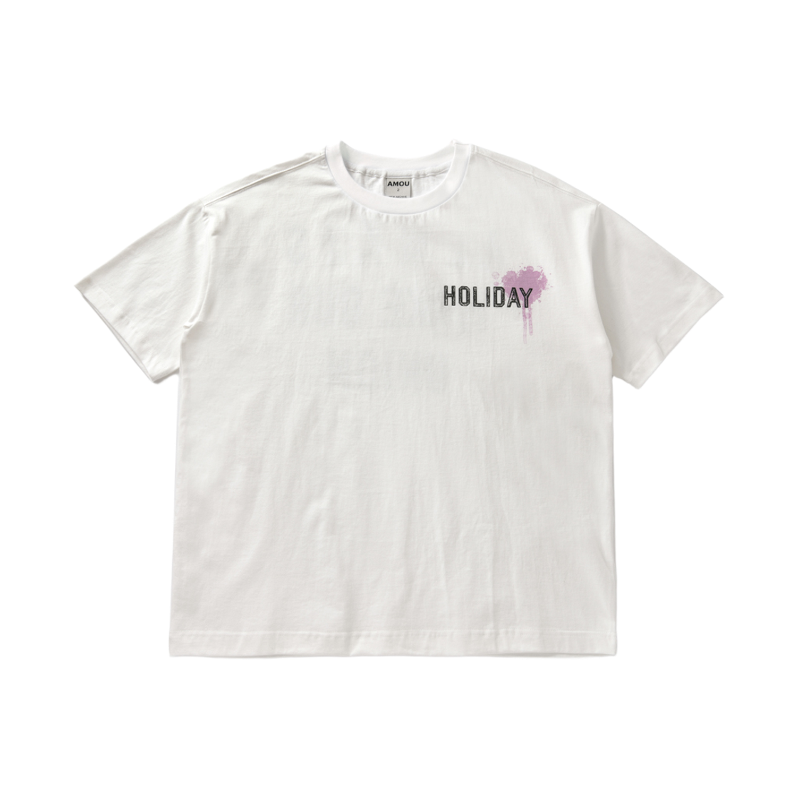 아모우 홀리데이 하프 티셔츠 화이트(AMOU Holiday Half T- Shirts White)