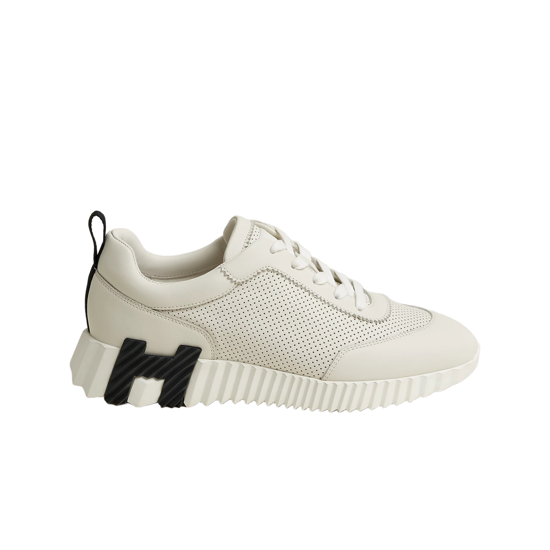 H261013ZE2 (W) Hermes Bouncing Sneakers Perforated Calfskin Calfskin & Ecru