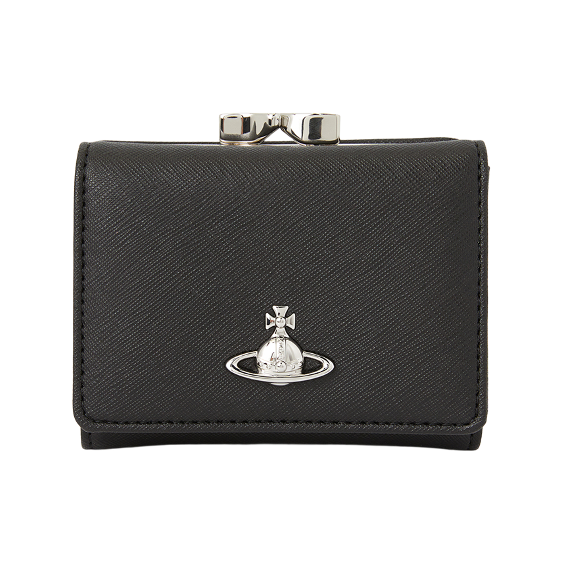 5115002MW-S0021-N401 Vivienne Westwood Orb Logo Saffiano Leather Bi-Fold Wallet Black
