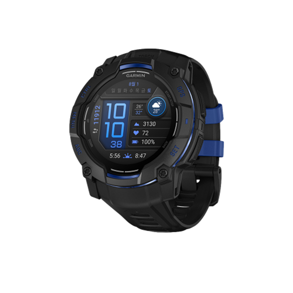 가민 인스팅트 3 50mm 아몰레드 슈퍼노바 블랙 멀티스포츠 GPS 스마트워치(Instinct 3,50mm,AMOLED,Blk w/Bolt BlueAccents,KOR/SEA,A05000)