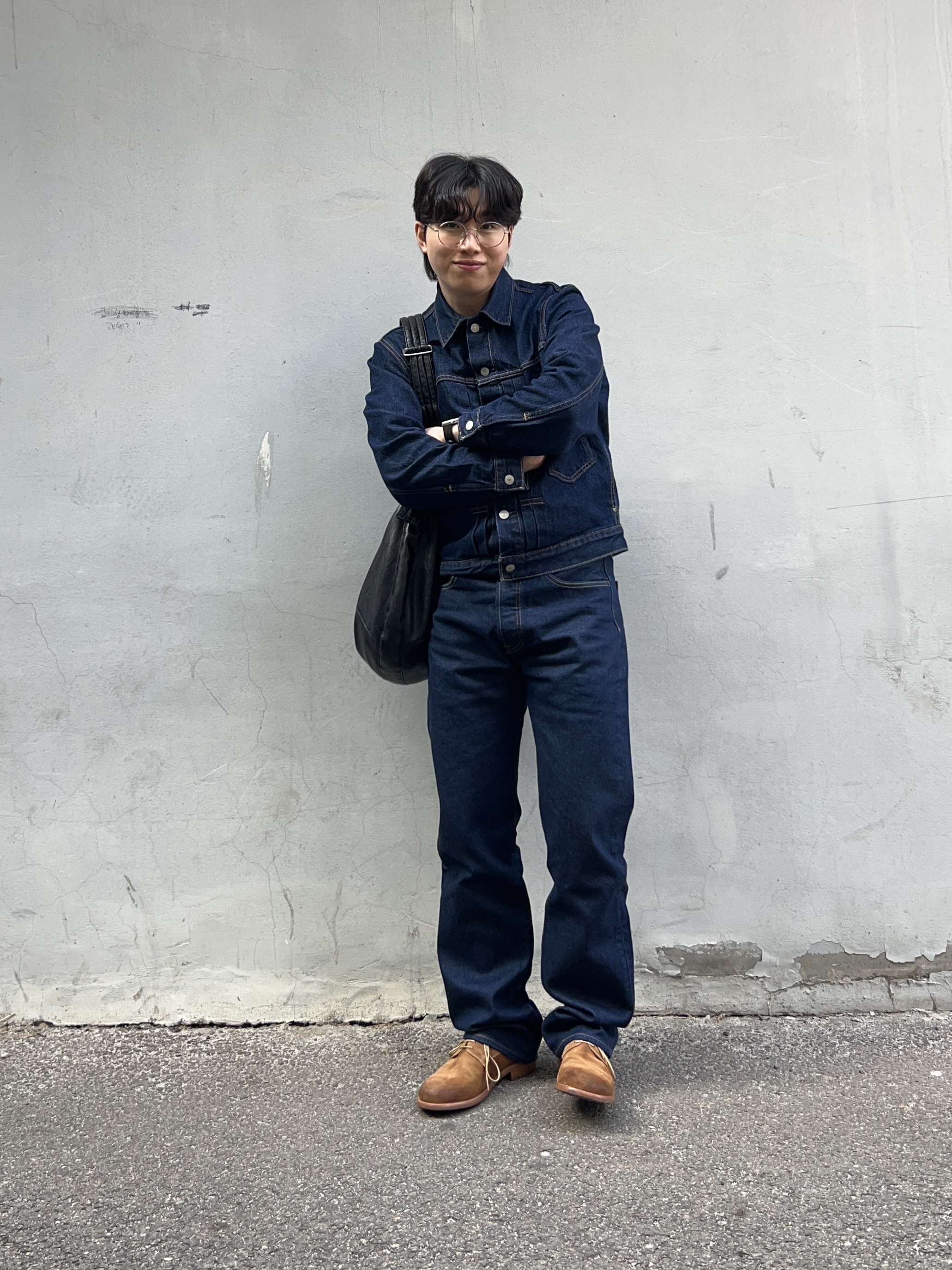 Levi's TYPE II Trucker Jacket Dark Indigo 착용 스타일 - 5