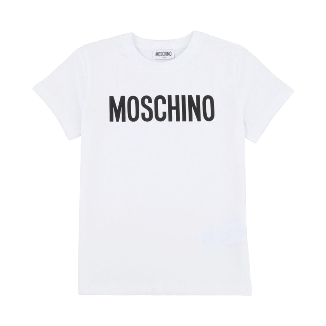 (키즈) 모스키노 로고 프린트 티셔츠 화이트((Kids) Moschino Logo Print T-Shirt White)