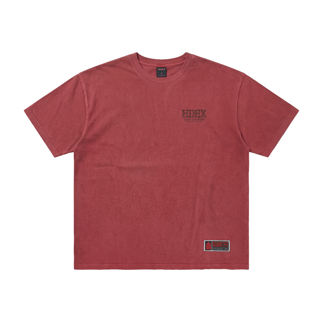 에이치덱스 코어 백로고 자이언트핏 워싱 숏 슬리브 피그먼트 딥 레드(HDEX Core Back Logo Giant Fit Washing Short Sleeve Pigment Deep Red)