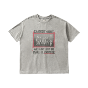 AMOU Marking Box Half T-Shirts Gray