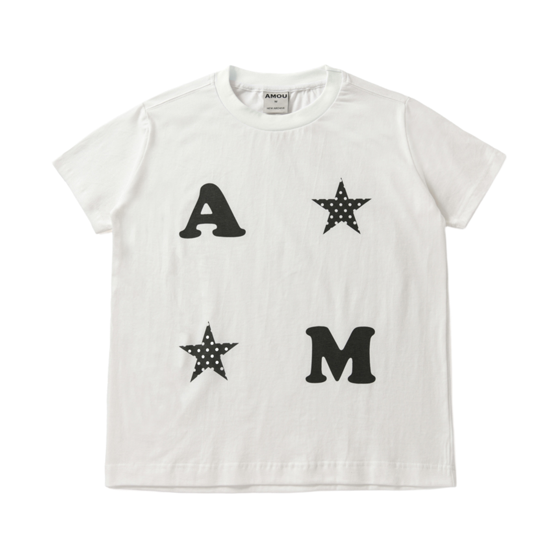 아모우 에이엠 스타 하프 티셔츠 화이트(AMOU AM Star Half T-Shirts White)