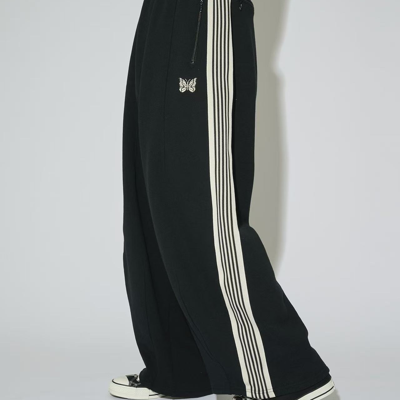 Needles x Studious H.D. Poly Smooth Track Pants Black 착용 스타일