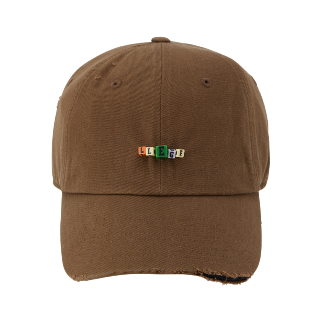 LL25WACP005BR LLEGE Cube Logo Destroyed Ball Cap Brown