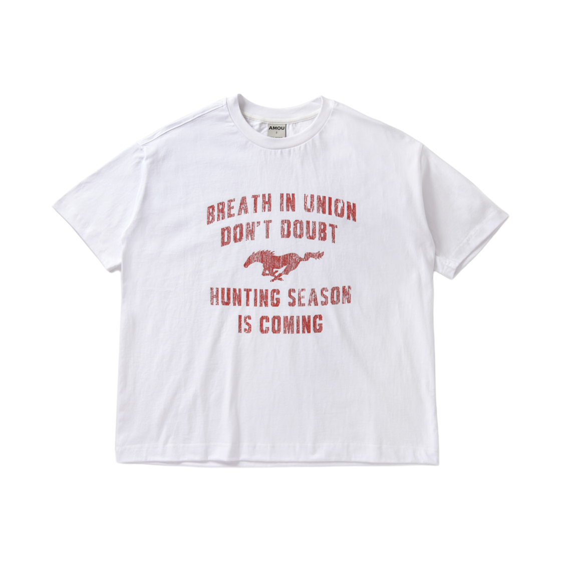 아모우 빈티지 홀스 하프 티셔츠 화이트(AMOU Vintage Horse Half T-Shirts White)