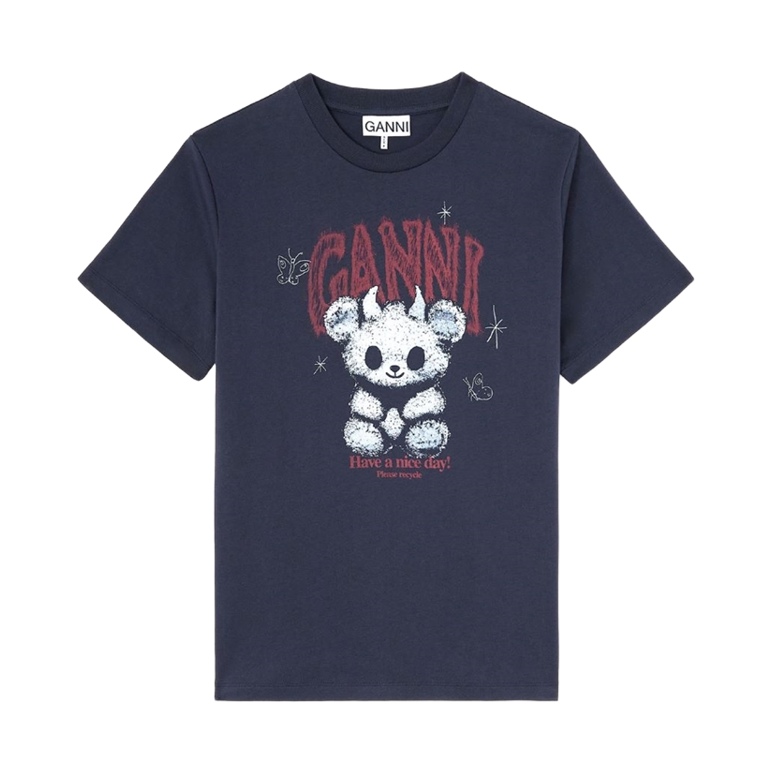A1050183-252 (W) Ganni Future Heavy Bear T-Shirt Phantom