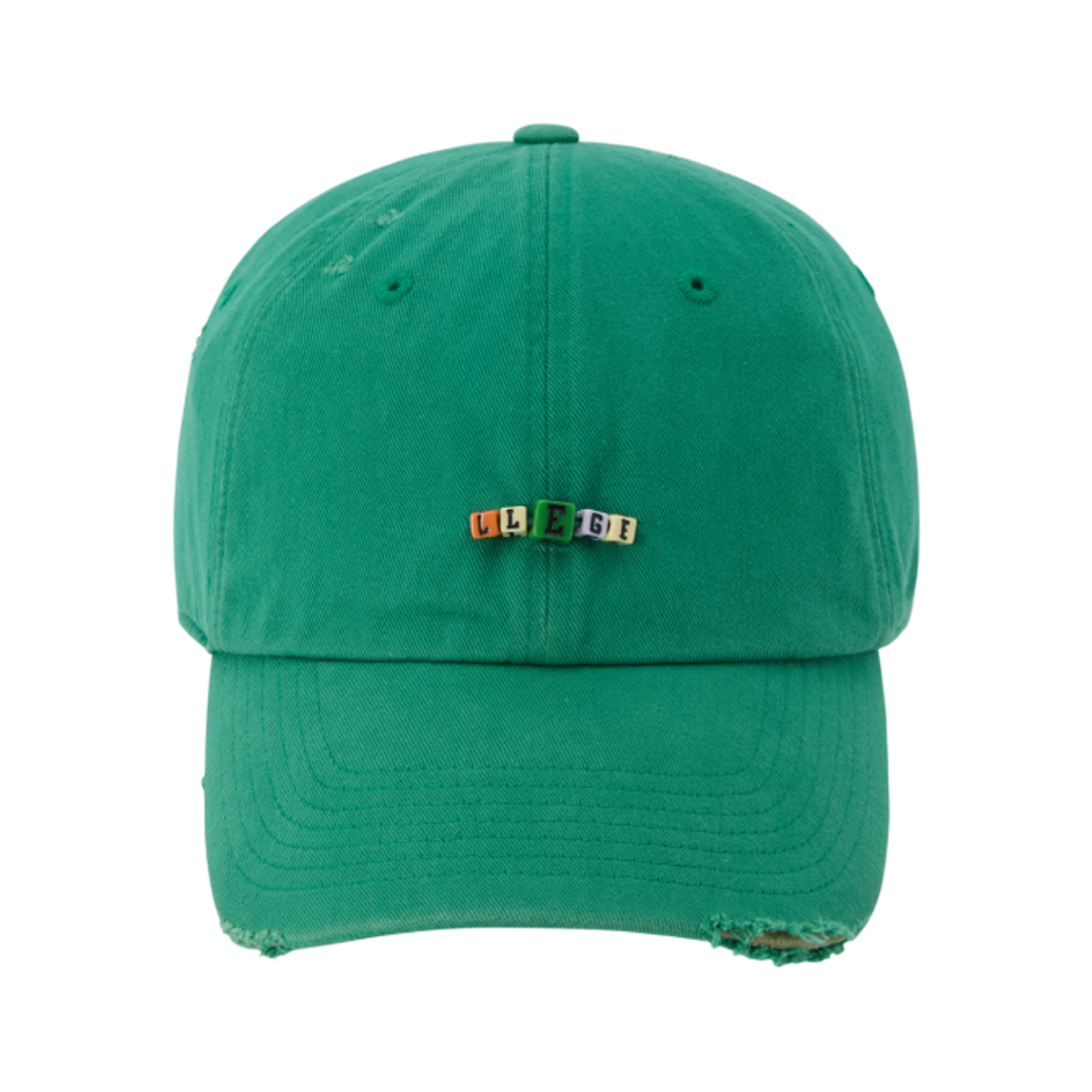 LL25WACP005GN LLEGE Cube Logo Destroyed Ball Cap Green