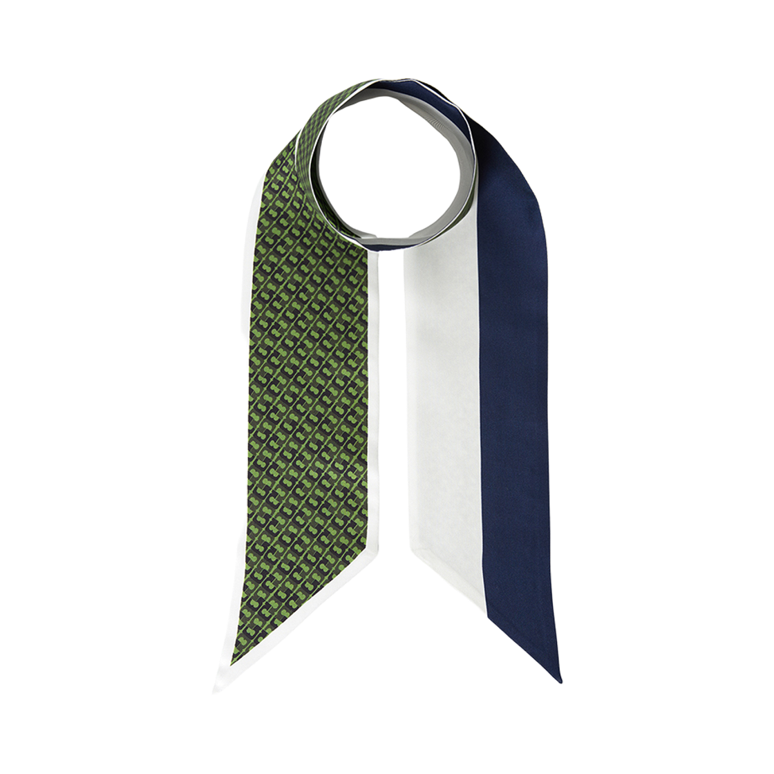 180895-300 (W) Tory Burch T Link Silk Scarf Green Navy
