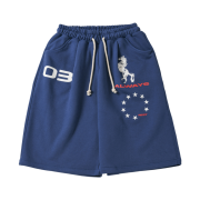 AMOU Horse One Tuck Bermuda Pants Blue