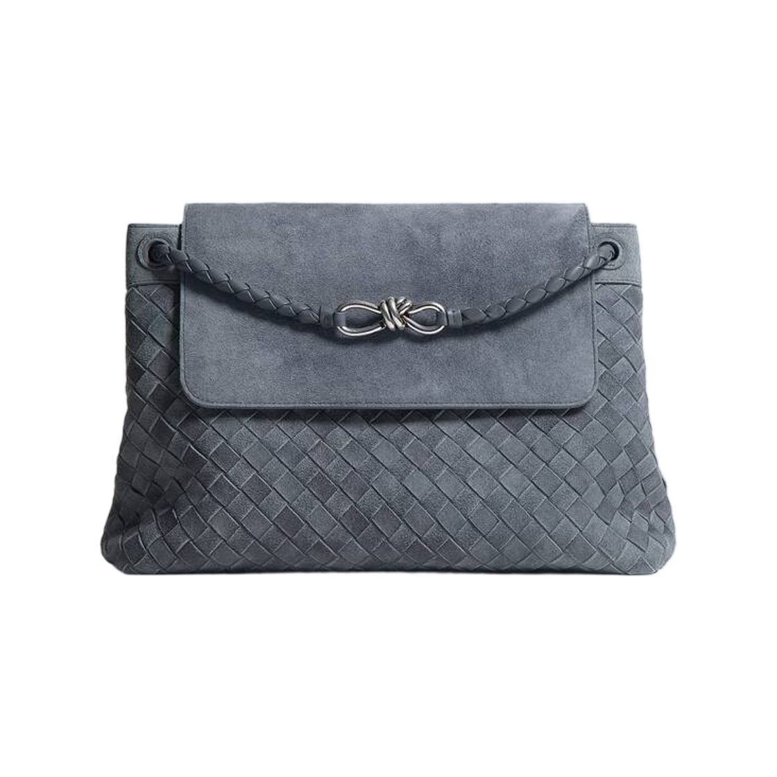 807715V6FQ24547 Bottega Veneta Andiamo Messenger Cloudy Indigo Gravel